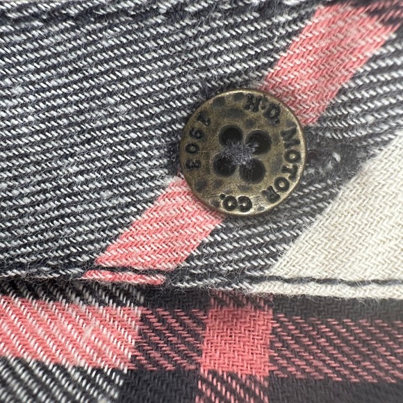 Harley Davidson Womens Flannel Plaid Button Down Shirt Sequins M - Picture 9 of 11